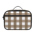 Brown And White Check Pattern Print Portable Lunch Bag