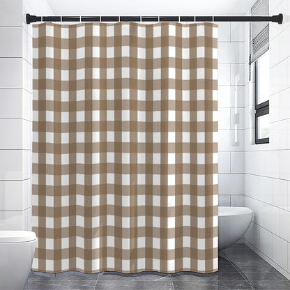 Brown And White Check Pattern Print Premium Shower Curtain