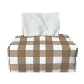 Brown And White Check Pattern Print Rectangle Tissue Box Cover