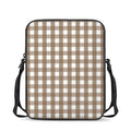 Brown And White Check Pattern Print Rectangular Crossbody Bag