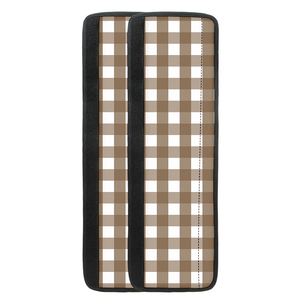 Brown And White Check Pattern Print Refrigerator Handle Covers