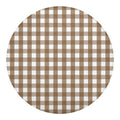 Brown And White Check Pattern Print Round Blanket