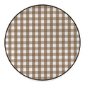Brown And White Check Pattern Print Round Floor Mat