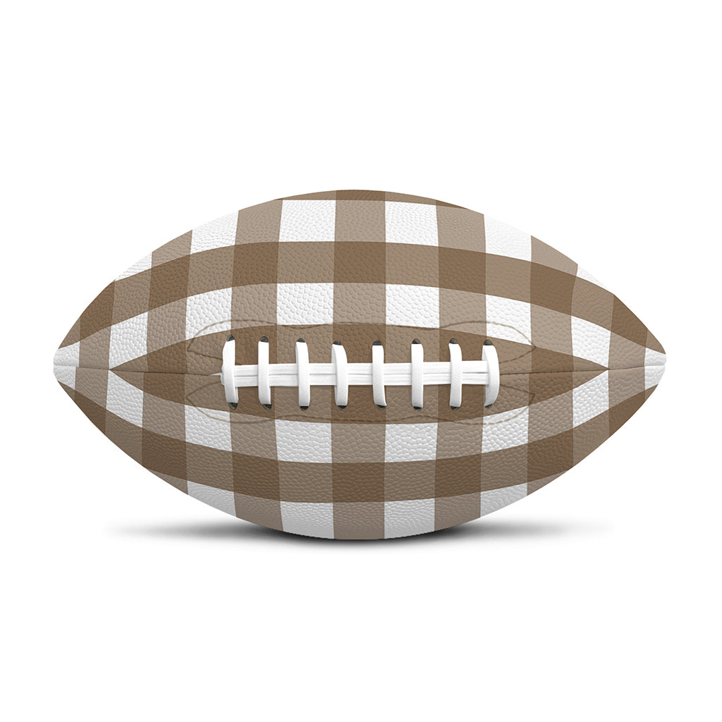 Brown And White Check Pattern Print Rugby Ball