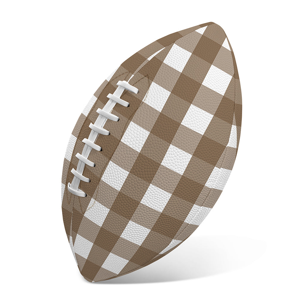 Brown And White Check Pattern Print Rugby Ball