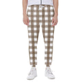 Brown And White Check Pattern Print Joggers