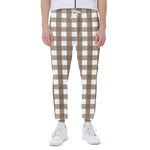 Brown And White Check Pattern Print Scuba Joggers