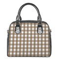 Brown And White Check Pattern Print Shoulder Handbag