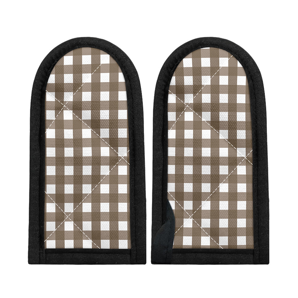 Brown And White Check Pattern Print Skillet Handle Cover