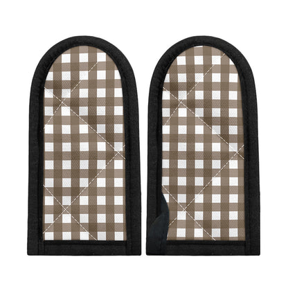 Brown And White Check Pattern Print Skillet Handle Cover