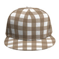 Brown And White Check Pattern Print Snapback Cap