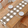 Brown And White Check Pattern Print Table Runner