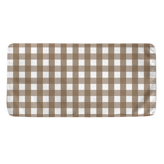 Brown And White Check Pattern Print Towel