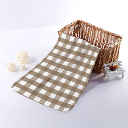 Brown And White Check Pattern Print Towel