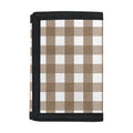 Brown And White Check Pattern Print Trifold Wallet