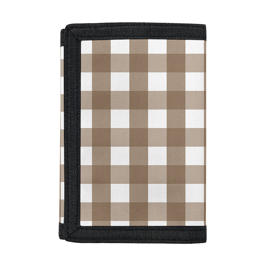 Brown And White Check Pattern Print Trifold Wallet