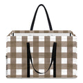 Brown And White Check Pattern Print Utility Tote Bag