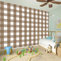 Brown And White Check Pattern Print Wall Sticker