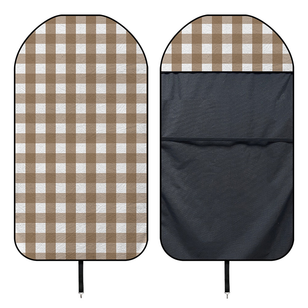 Brown And White Check Pattern Print Waterproof Car Seat Cover