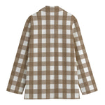 Brown And White Check Pattern Print Women's Blazer
