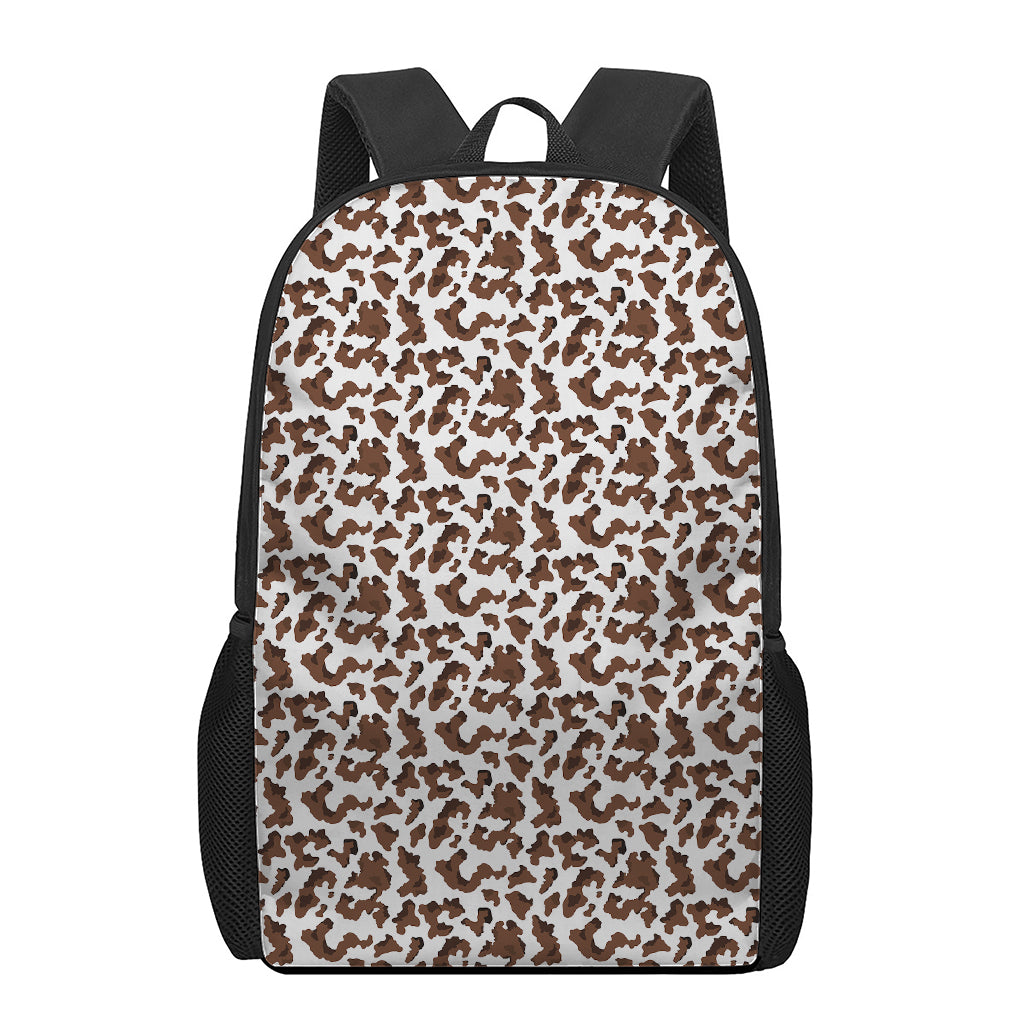 Brown And White Cow Pattern Print 17 Inch Backpack
