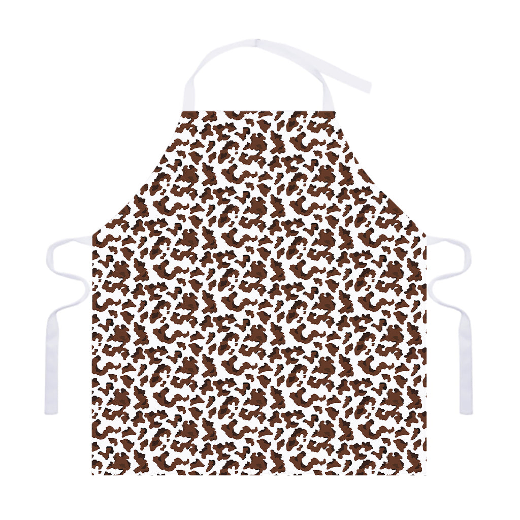 Brown And White Cow Pattern Print Adjustable Apron