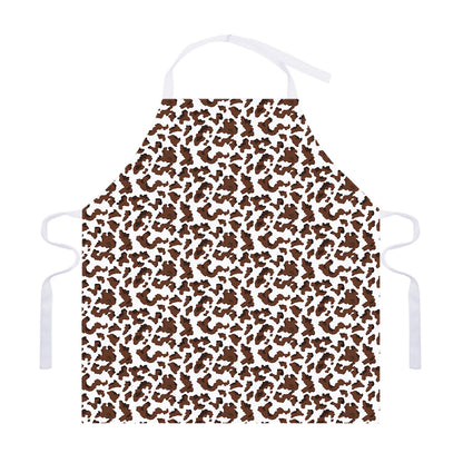 Brown And White Cow Pattern Print Adjustable Apron