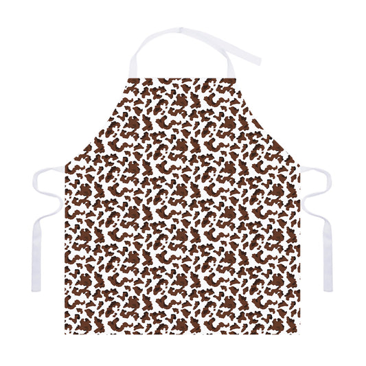 Brown And White Cow Pattern Print Adjustable Apron