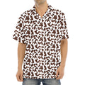 Brown And White Cow Pattern Print Aloha Shirt