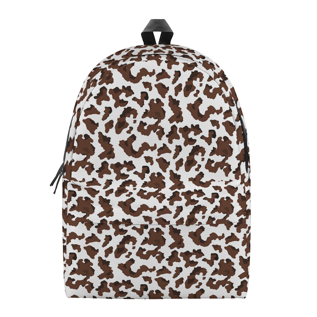 Brown And White Cow Pattern Print Backpack