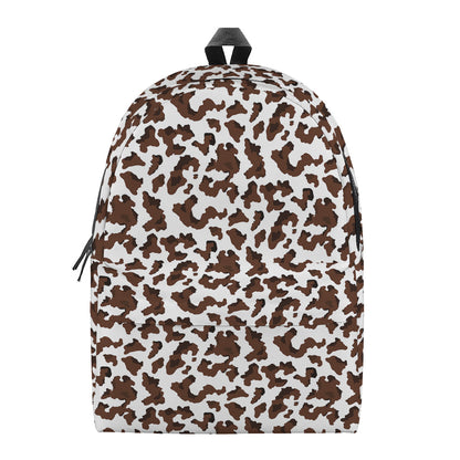 Brown And White Cow Pattern Print Backpack