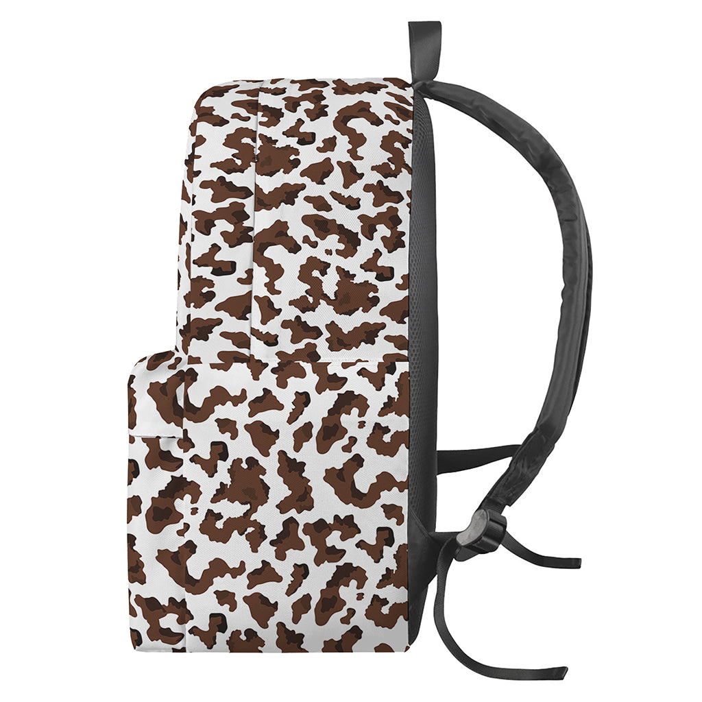 Brown And White Cow Pattern Print Backpack