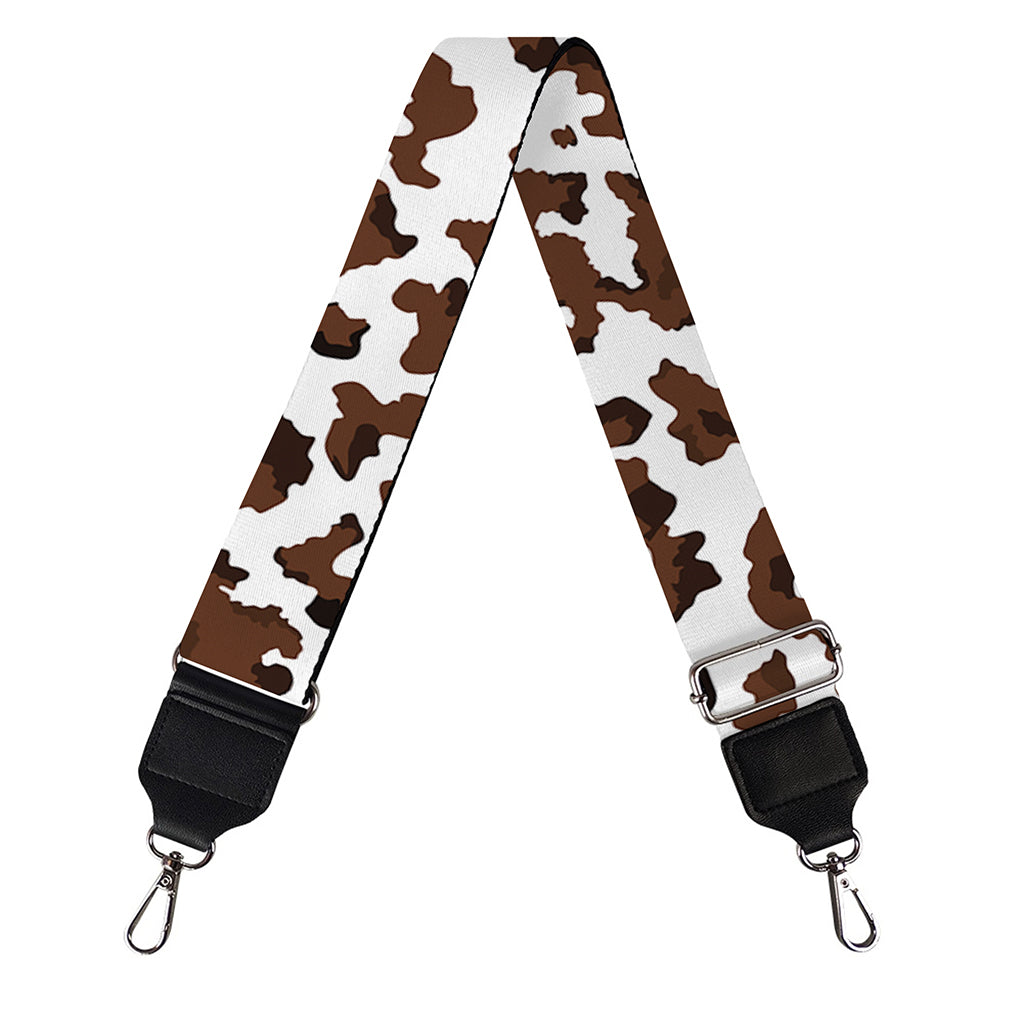 Brown And White Cow Pattern Print Bag Strap