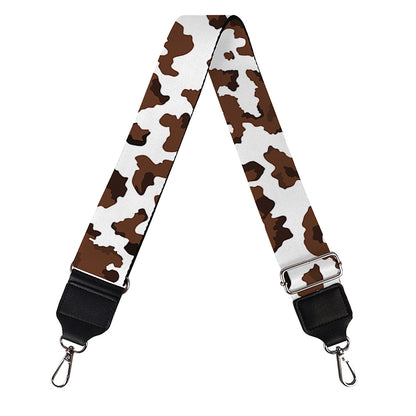 Brown And White Cow Pattern Print Bag Strap
