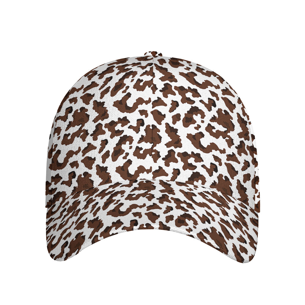 Brown And White Cow Pattern Print Baseball Cap