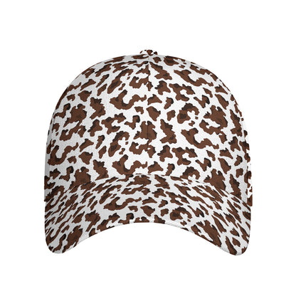 Brown And White Cow Pattern Print Baseball Cap