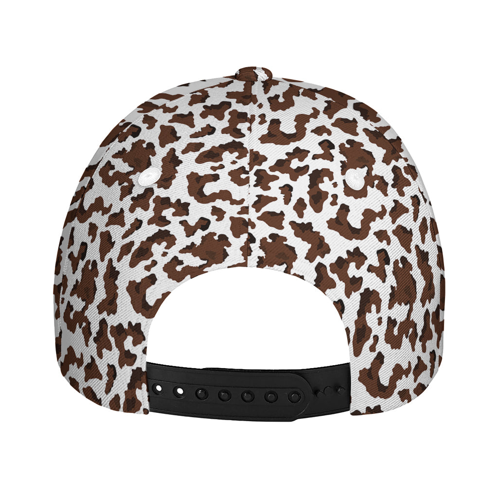 Brown And White Cow Pattern Print Baseball Cap