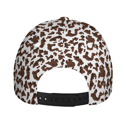 Brown And White Cow Pattern Print Baseball Cap