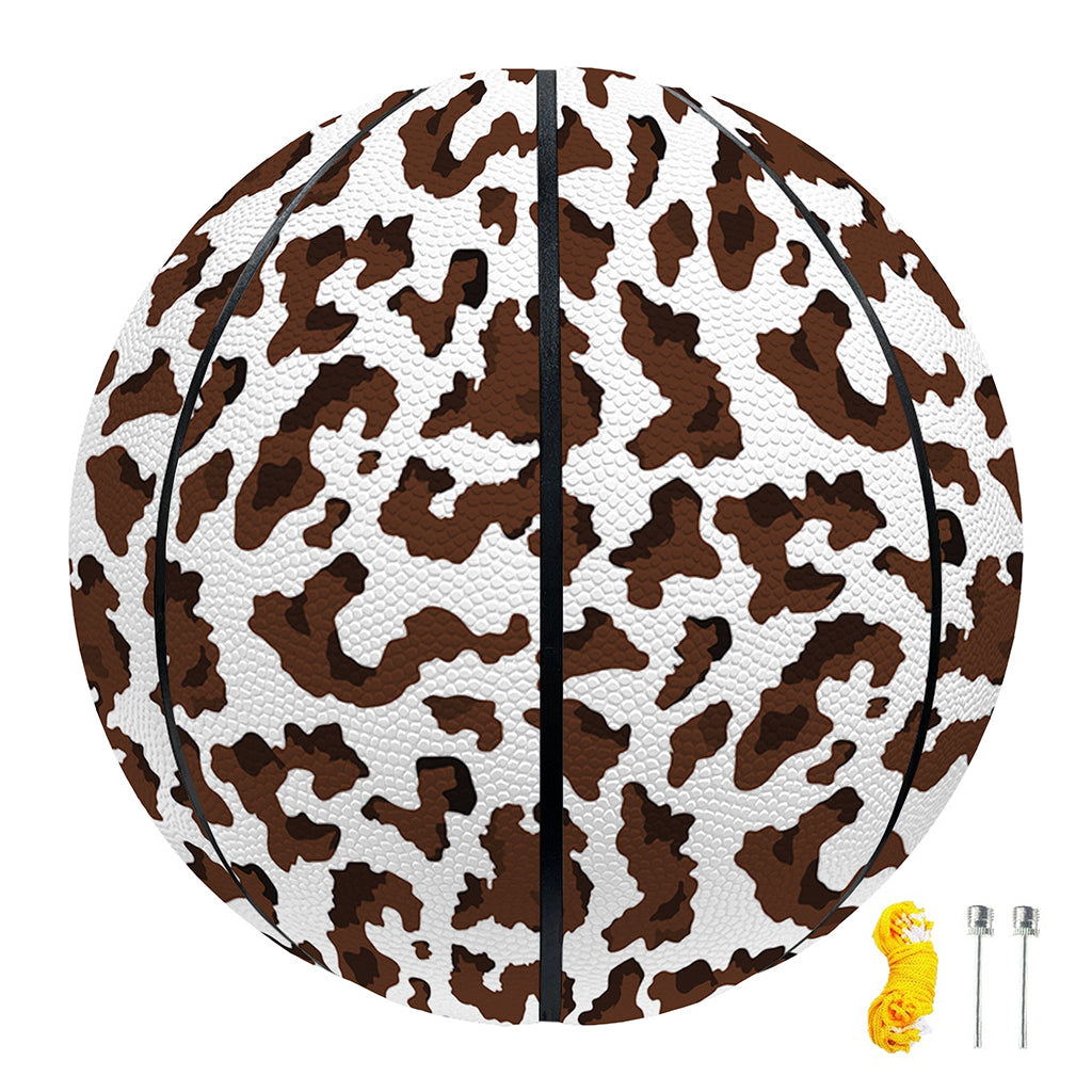 Brown And White Cow Pattern Print Basketball