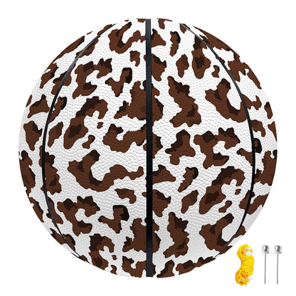 Brown And White Cow Pattern Print Basketball