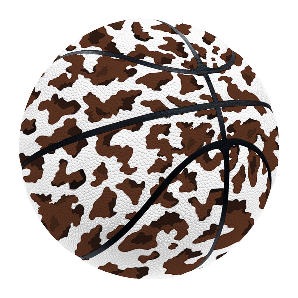 Brown And White Cow Pattern Print Basketball