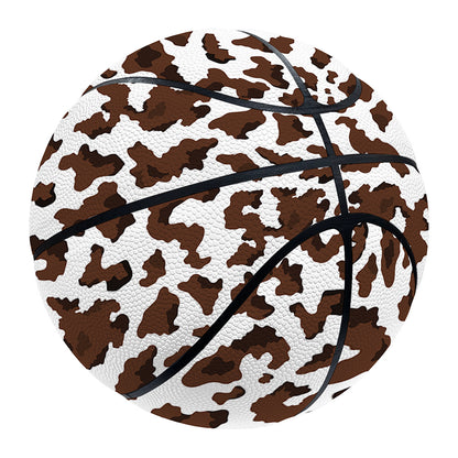 Brown And White Cow Pattern Print Basketball