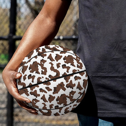 Brown And White Cow Pattern Print Basketball
