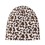 Brown And White Cow Pattern Print Beanie