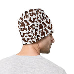 Brown And White Cow Pattern Print Beanie