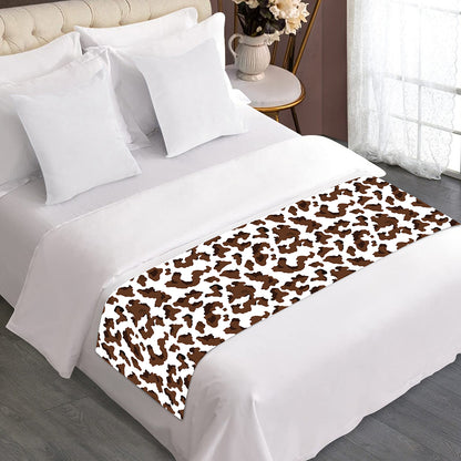 Brown And White Cow Pattern Print Bed Runner