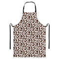 Brown And White Cow Pattern Print Bib Apron With Pocket