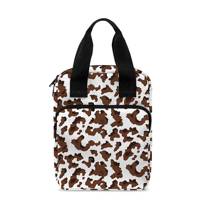 Brown And White Cow Pattern Print Bible Tote Bag