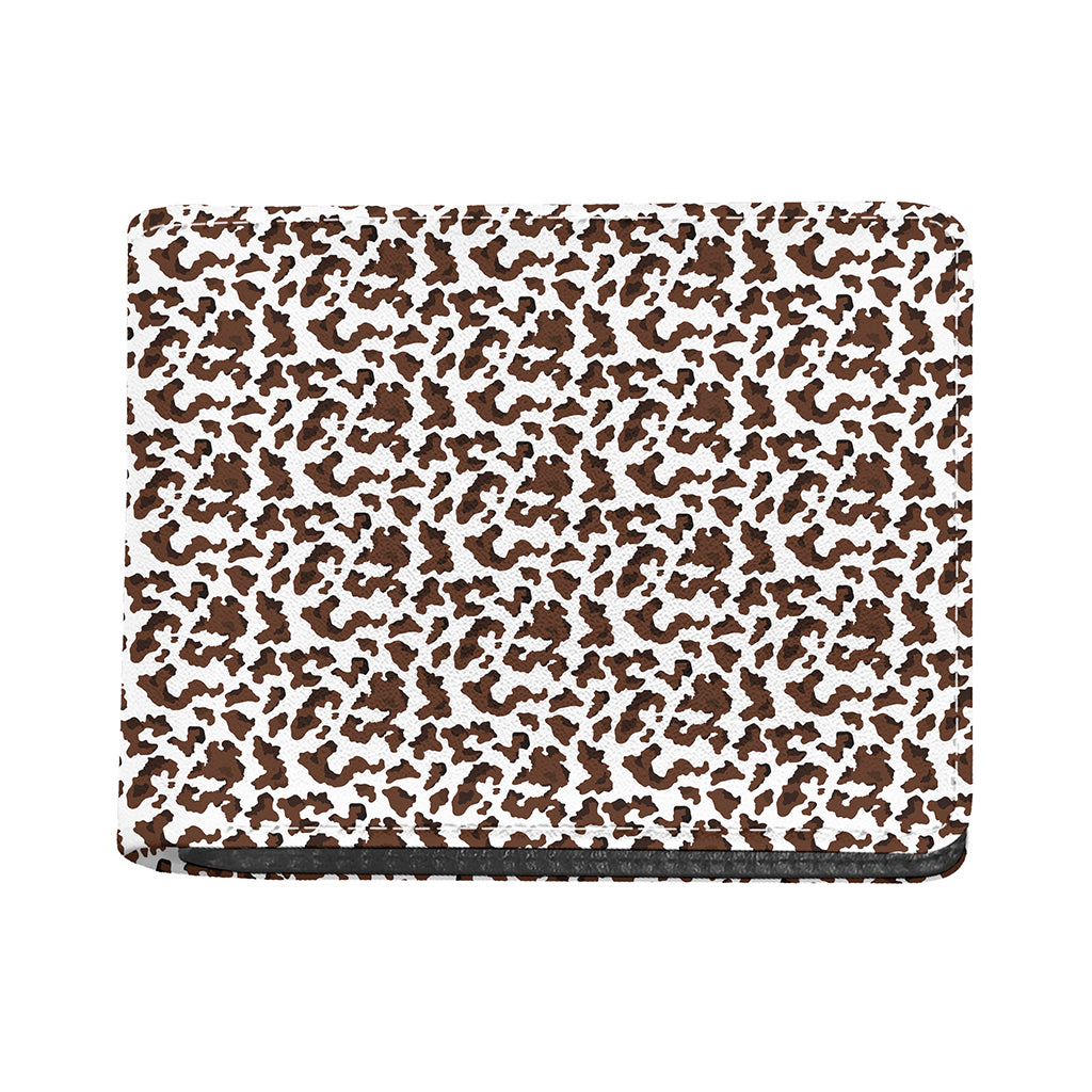 Brown And White Cow Pattern Print Bifold Wallet
