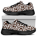 Brown And White Cow Pattern Print Black Chunky Shoes